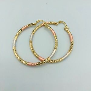 Hoop earrings gold plated diamond cut